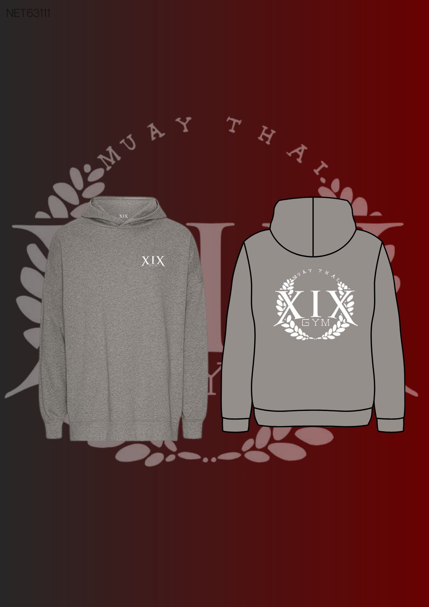 XIX GYM - Oversized Hoodie ohne Bauchtasche