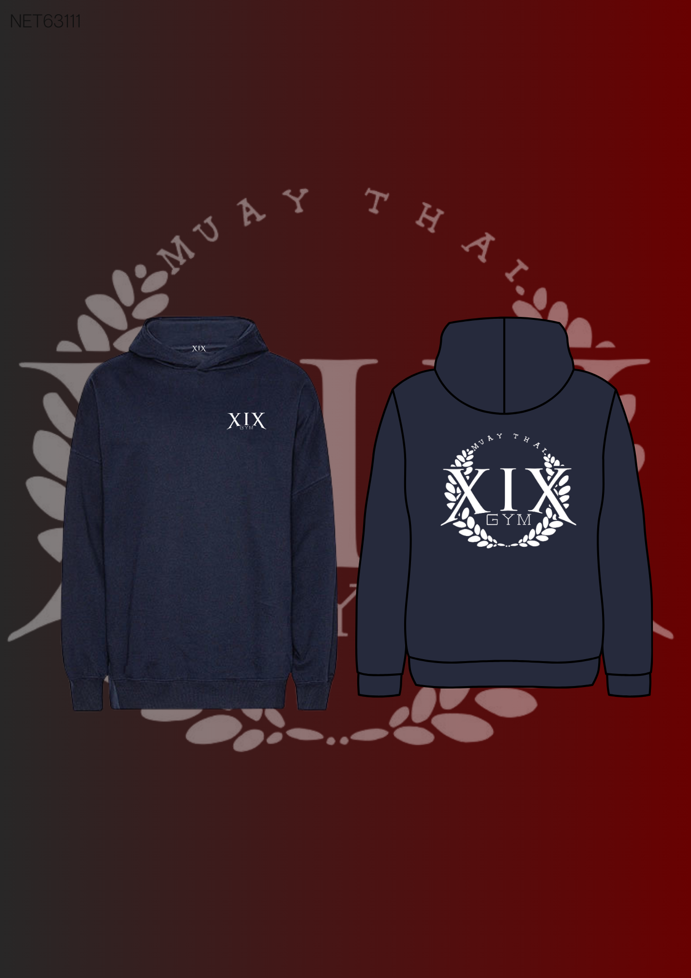 XIX GYM - Oversized Hoodie ohne Bauchtasche